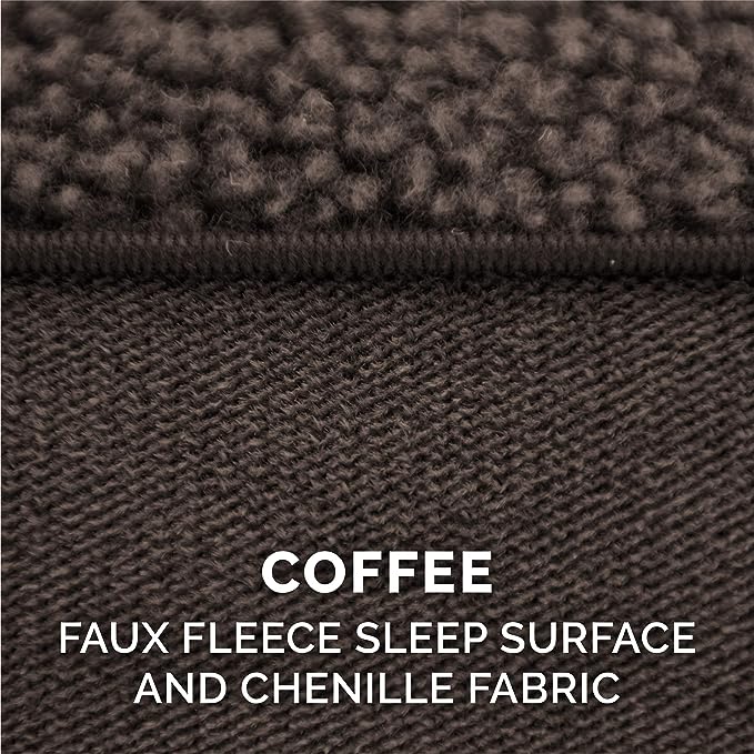 JUMBO XL Pillow Dog Bed for Large Dogs w/ Removable Bolsters & Washable Cover - Sherpa & Chenille Sofa - Coffee Color