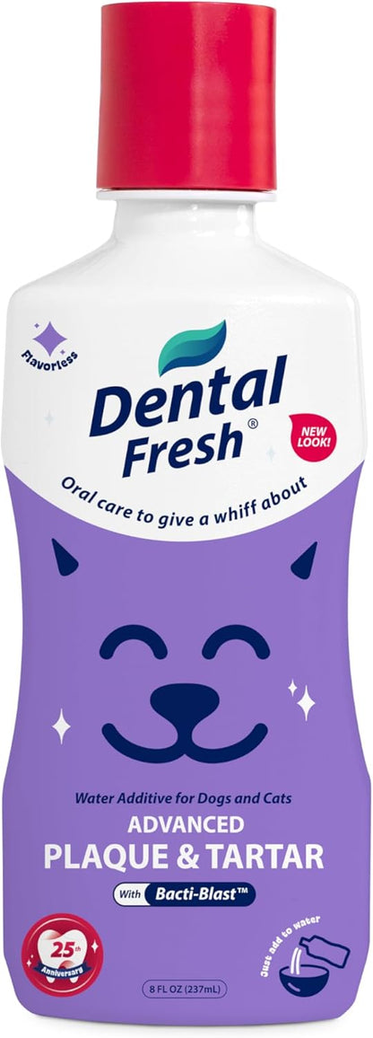 Dental Fresh Advanced Plaque & Tartar Water Additive for Dogs & Cats, 17 oz (Vet Recommended)